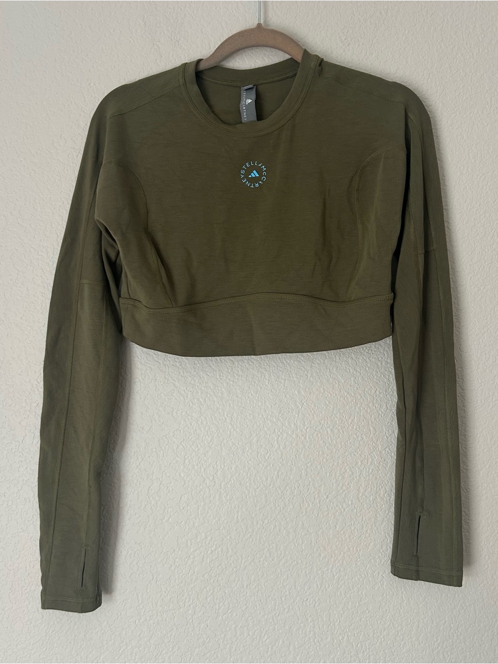 Adidas by Stella McCartney True Strength cropped top in Olive - Picture 3 of 6